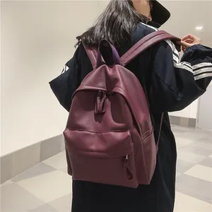 Fashion PU Leather Backpack For Women Men Large Capacity Waterproof Pebble Grain Travel Bag Casual Student School Bookbag