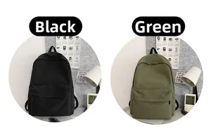 Dettaglio degli zaini scolastici in nylon ad alta capacità in nero e verde