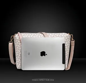 Size comparison of a printed crossbody bag next to an iPad showing medium capacity
