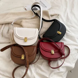 Classic PU leather saddle bags in four colors with vintage metal buckles for women