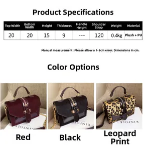 Parámetros de tamaño detallados y diseño de bolsos pequeños cuadrados de leopardo