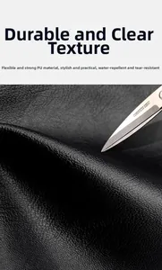 Detail of water-resistant black PU leather with anti-scratch and anti-tear properties