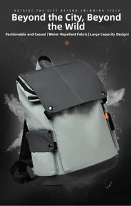 Detail of water-resistant fabric on light and dark gray outdoor laptop backpack