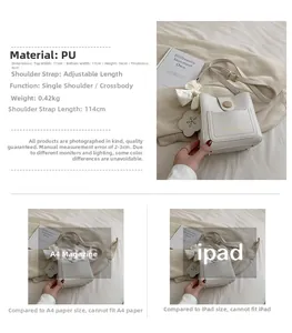 Comparaison de taille du sac seau blanc avec magazine A4 et iPad montrant la capacité