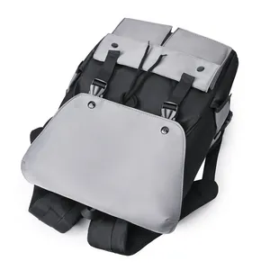 Detailed view of padded breathable honeycomb mesh shoulder straps on the nylon backpack