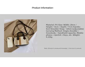 Canvas striped handbag dimensions 20x13x11cm with adjustable 120cm shoulder strap detail