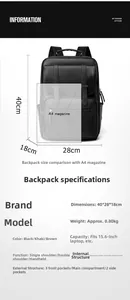 Detailed dimension guide showing 15.6 inch laptop capacity for this leather backpack