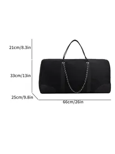 Detailed size specifications for large contrast canvas tote bag with 66cm length measurement