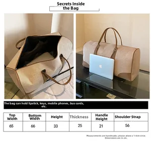 Size chart showing large canvas tote dimensions including width, height and strap length
