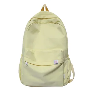 Cute lemon yellow large capacity backpack for students with panda logo detail