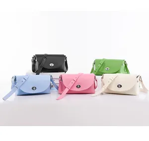 Detailed arrangement of colorful PU leather crossbody bags with elegant metal twist locks