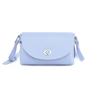 Korean Style Minimalist PU Leather Small Square Crossbody Bag Women Fashion Solid Color Shoulder Bag With Metal Twist Lock