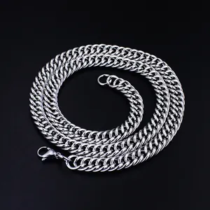 Collier gourmette homme en acier inoxydable poli avec fermoir mousqueton de haute qualité