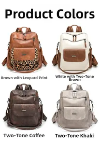 Detailed comparison of vintage PU leather backpacks in four distinct color combinations