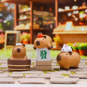 Resin Capybara Panda Lucky Cat Ornaments Desktop Decoration Cartoon Animal Figurine Cute Gift