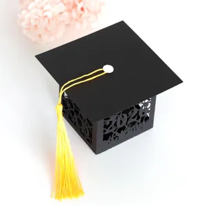 2026 graduation cap gift box in black with yellow tassel and hollowed numeric design