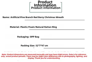 Detaillierte Spezifikationen für künstlichen Weihnachtskranz mit Beeren und Zapfen