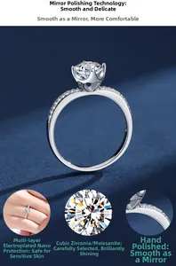 Close-up of a 1 carat moissanite ring band with detailed mirror polishing technology