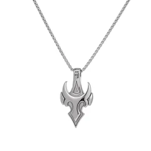Luminous bull head pendant necklace in silver stainless steel for men's trendy style
