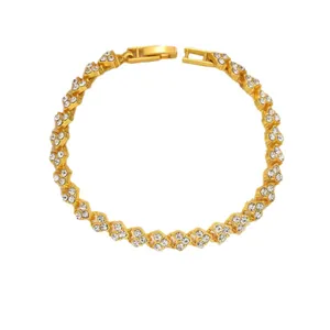 Elegant gold roman bracelet featuring sparkling cubic zirconia crystals and a secure fold-over clasp