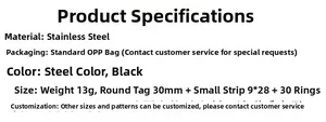 Detailed size specifications for stainless steel teacher appreciation keychain set