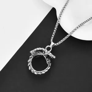 Collana con pendente Ouroboros retrò in acciaio al titanio con design drago punk