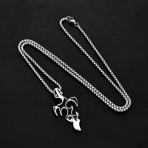 Hip hop style silver flame pendant necklace in stainless steel with a sturdy box chain