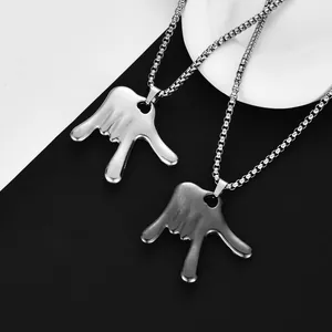 Hip Hop Titanium Steel Shaka Hand Gesture Pendant Necklace Punk Rock Streetwear Accessory For Men Women Everyday Party