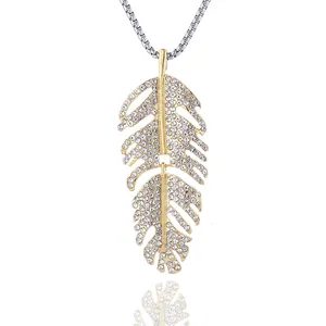 Elegant Bohemian gold leaf necklace with sparkling crystal pave and box chain