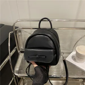 Fashion Mini Bowknot Backpack For Women Korean Style PU Leather Small Rucksack Preppy Style Shoulder Bag For Girls