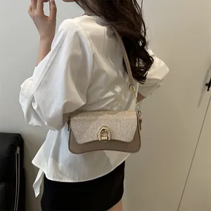 Champaign sequin leather crossbody bag with gold metal clasp for modern women's fashion