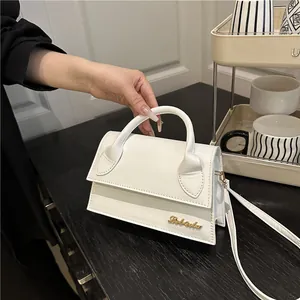 Women's PU Leather Mini Handheld Crossbody Bag Minimalist Flap Small Square Bag With Adjustable Strap Metal Logo Elegant Daily Purse