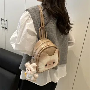 Mini sac à dos Toast Cat kaki avec motif chat mignon et charmant lapin en peluche