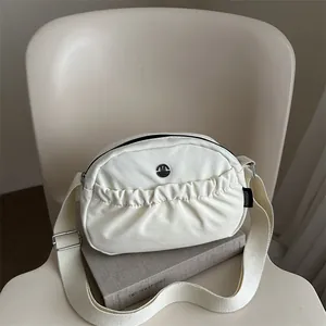 Women Casual Nylon Crossbody Bag Minimalist Pleated Shoulder Bag Lightweight Large Capacity Travel Student School Bag