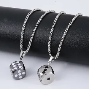 Hip Hop Dice Pendant Necklace For Men Women Titanium Steel Long Keel Chain Alloy Punk Streetwear Jewelry Couple Accessories