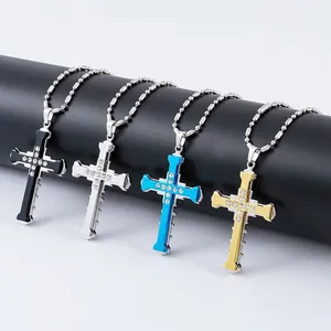Edelstahl Kreuz Anhänger Halskette Für Herren Damen Hip Hop Punk Zirkonia Eingelegt Legierung Schmuck Personalisierte Kreuz Halskette Für Party Alltag Geschenk
