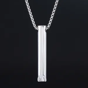 Collier de respiration consciente en acier inoxydable argenté avec chaîne box