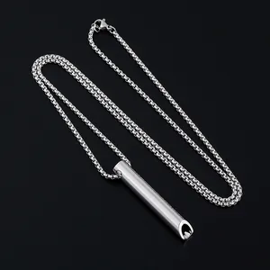 Collier de respiration consciente avec pendentif sifflet en acier poli pour le stress