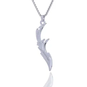 Vintage silver-colored claw dagger pendant necklace with Long cutchisel engraving for men