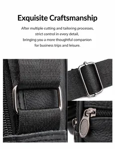 Makro-Detail der schwarzen Tasche mit Litschi-Leder, Metall-Zippern und Doppelsteppnähten