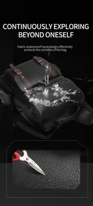 Waterproof and scratch-resistant black lychee texture PU leather backpack with belt buckle