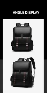 Macro detail of black pebble leather backpack featuring retro brown strap and silver buckle