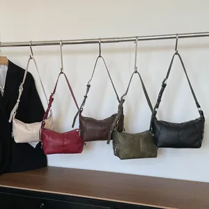 Retro style minimalist leather underarm bags in five colors with adjustable straps