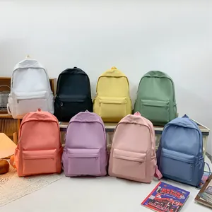 Damen Minimalistischer Nylon Rucksack Große Kapazität Einfarbig Schultasche Reisetasche Mit Laptopfach Für Studenten