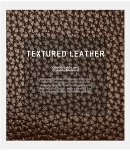 Detailed macro view of dark brown textured leather showing the pebble grain finish