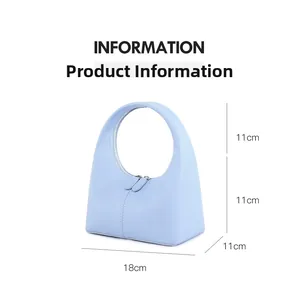 Tabella taglie dettagliata per la borsa in pelle azzurra con dimensioni 18cm e 11cm