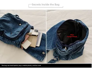 Compartimentos internos de la mochila vaquera con espacio para tableta y móvil