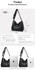 Detailed size specifications of the large capacity shoulder bag showing 26x20x12cm