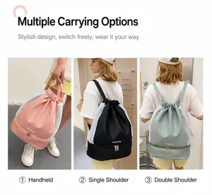 3-Wege-Fitness-Tasche mit separatem Schuhfach unten in den Farben Pink, Schwarz und Grün