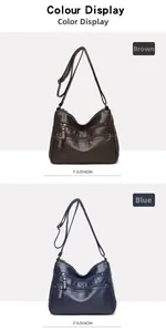Crossbody bags for women with multi-zipper compartments and litchi texture PU leather